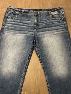BKE Jeans Mens 46x30 Bootcut Medium Wash Distressed Fade Stretch Denim